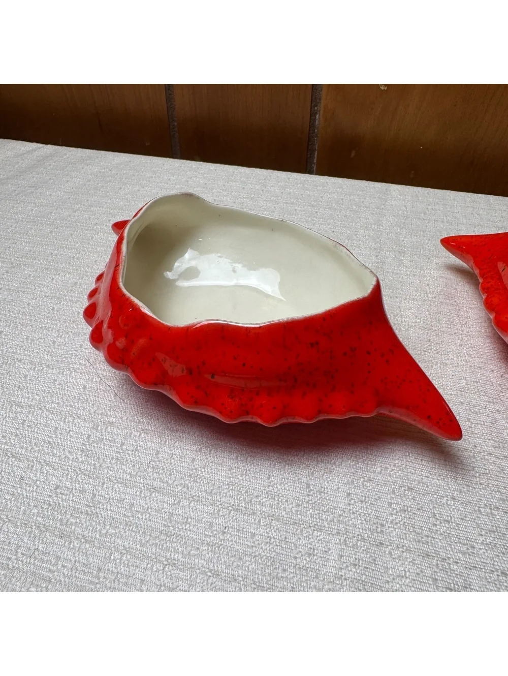 Vintage Red Crab Shell Ceramic Appetizer Dishes Set of 2 Coastal Seafood